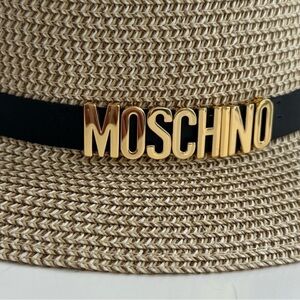 Moschino Beige and Black Woven Hat